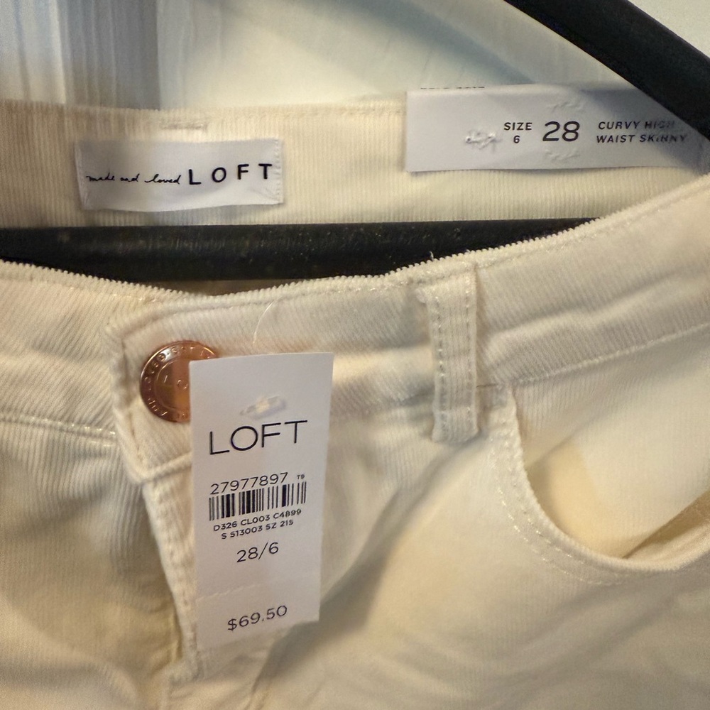 LOFT Cream Skinny Pants Soft Cotton Texture
